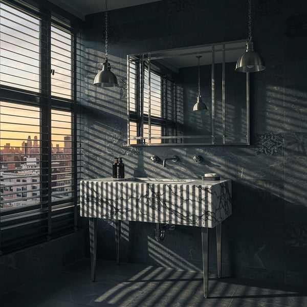 Floating Sink In Grey Viola Marble, Natural Stone Sink Vanity Top For Bathroom Vanity, Wall Mounted Marble Sink Basin Design M3M94