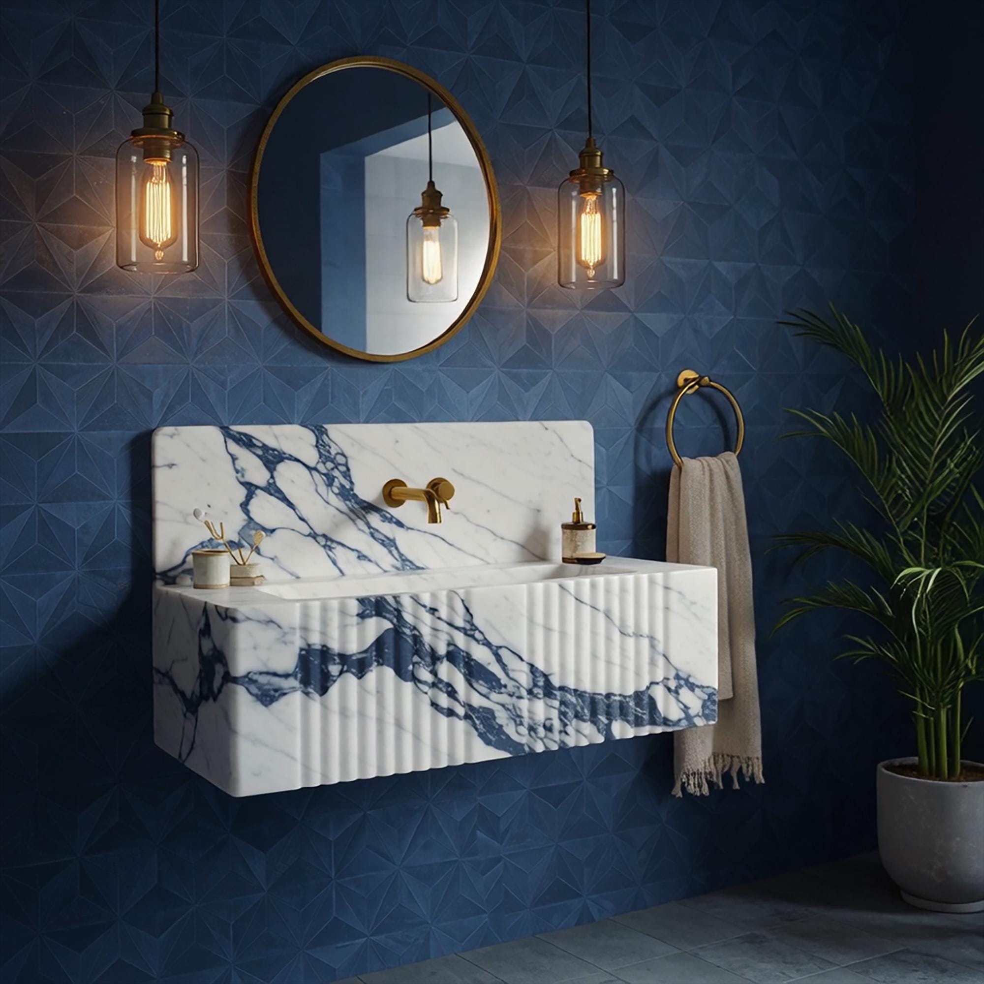 Grey Viola Marble Wall Mounted Sink