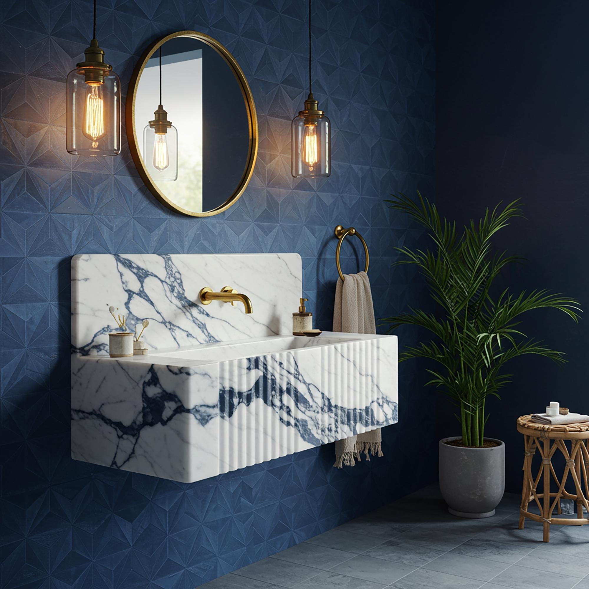 Grey Viola Marble Wall Mounted Sink