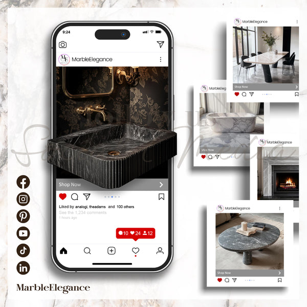 Carrara Marble Sink with Optional Fluted Walnut Vanity – Luxury Floating Bathroom Console M3F017 hover