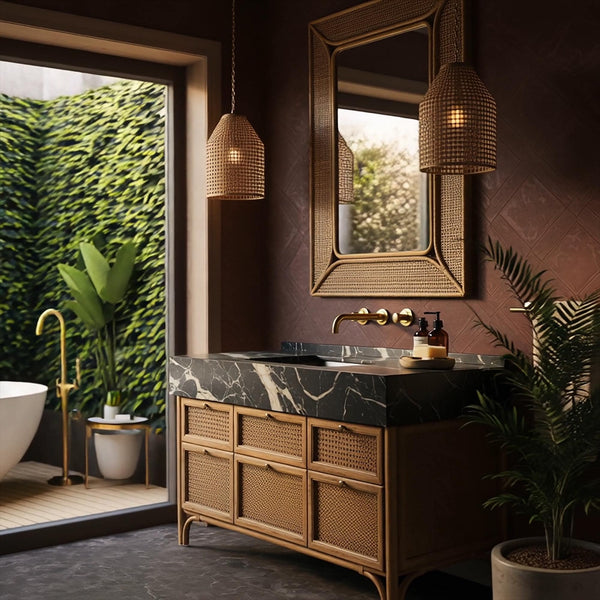 Picasso Marble Sink Basin, Wall Mounted Natural Stone Sink for Bathroom Vanity, Floating Marble Sink Top, Luxury Bathroom Design M3F81 hover