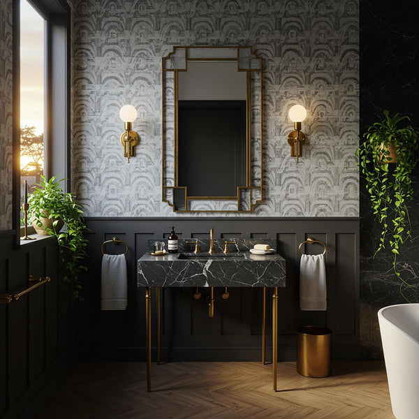 Pietre Notte Marble Sink Basin, Wall Mount Stone Sink Vanity Console For Bathroom Interior Design And Modern Powder Rooms M3M93