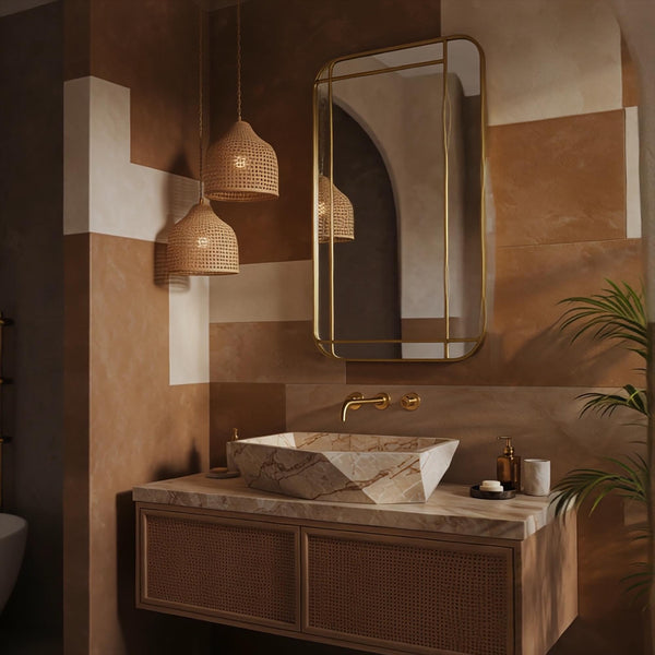 Natural Stone Sink Calacatta Gold Marble Sink Basin, Floating Bathroom Vanity With Marble Sink Top For Luxury Interior Design M3F76 hover