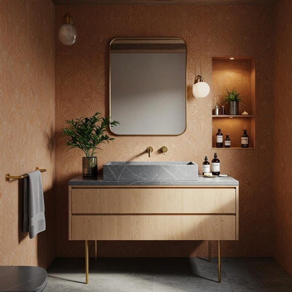 Pietre Notte Grey Marble Vanity Sink, Modern Bathroom Cabinet, Luxury Stone Basin, Designer Powder Room Sink, Natural Stone Elegance M3F032