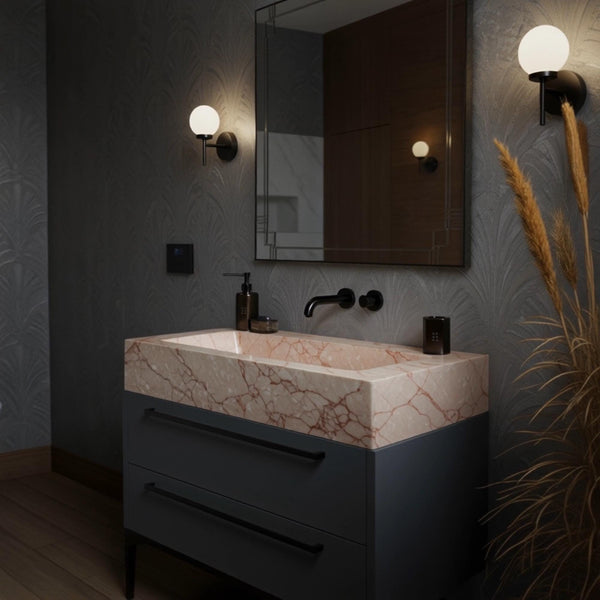 Floating Marble Sink Basin In Pink Violet Marble, Wall Hanging Stone Sink Vanity Top For Bathroom Vanity And Home Decor Lovers M3F66 hover