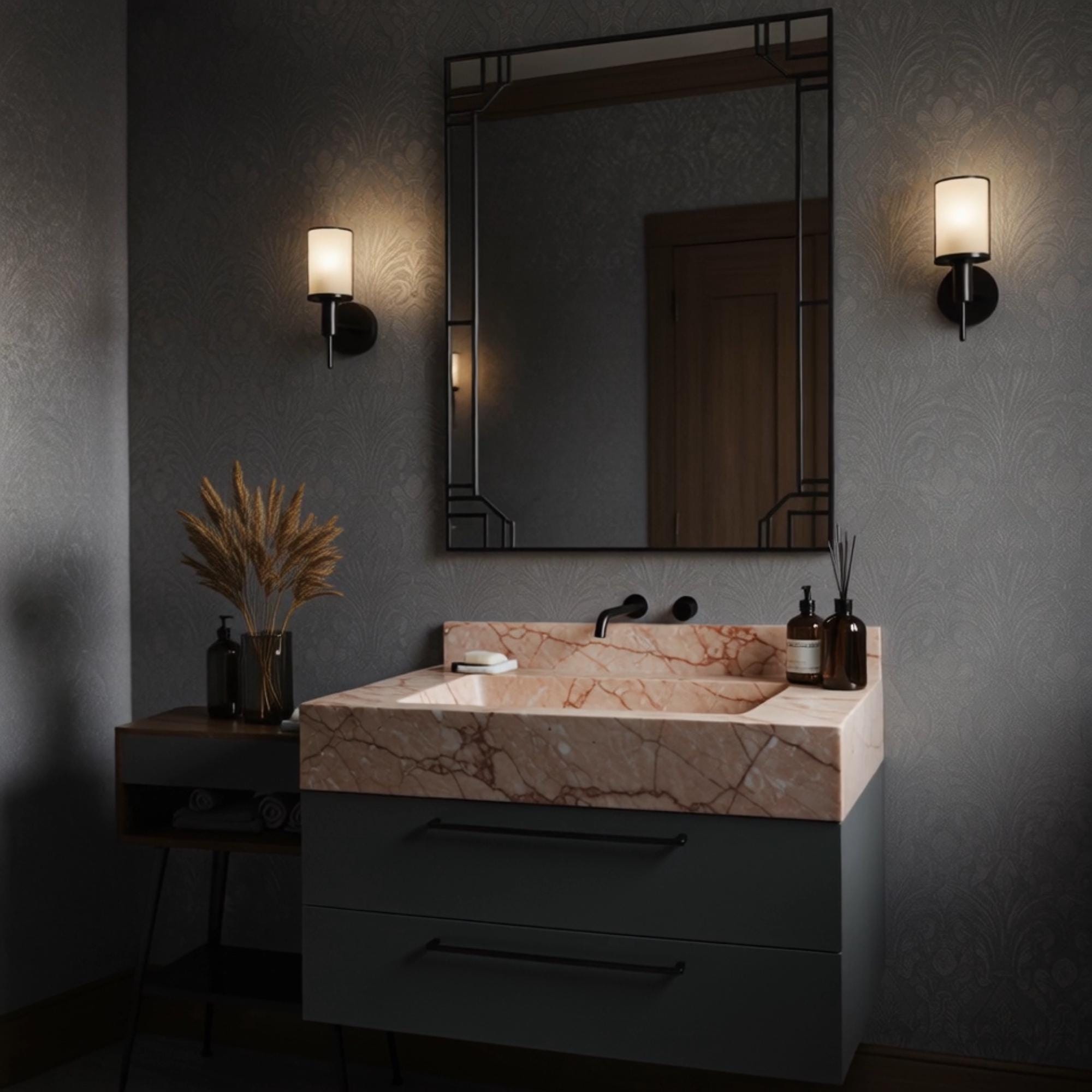 Wall Mount Sink In Pink Violet Marble
