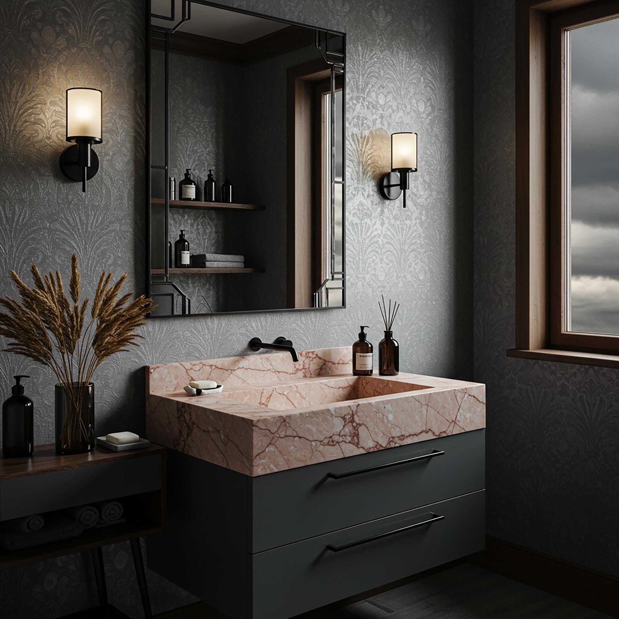 Wall Mount Sink In Pink Violet Marble