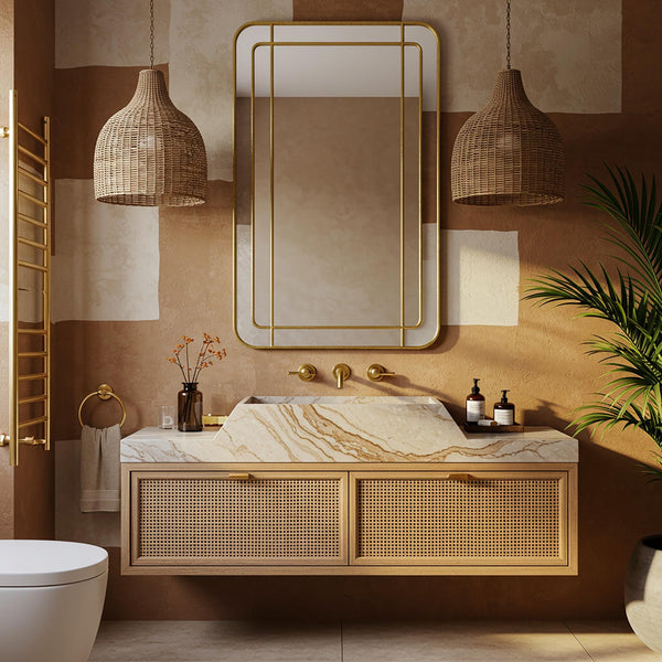 Wall Mounted Sink In Calacatta Gold Marble, Custom Stone Sink Vanity Top For Bathroom, Elegant Marble Sink Basin Design M3F70